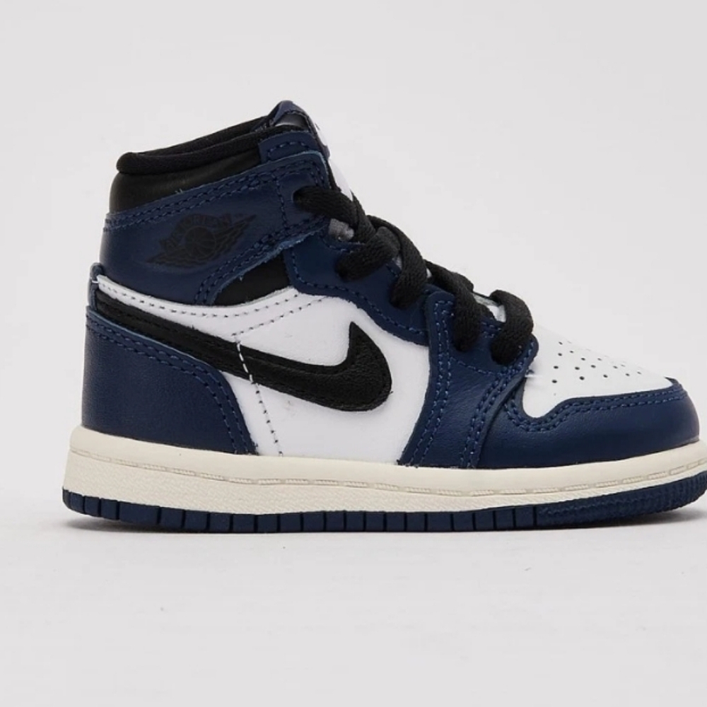 Toddlers Baby Nike Air Jordan 1 Retro High OG (TD) NAVY/WHITE (FD1413 401) - Picture 7 of 8